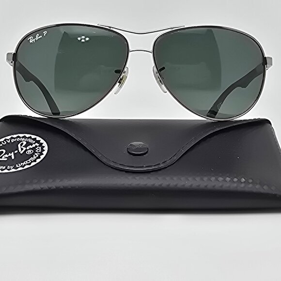 Ray-Ban RB8313 004/N5 Carbon Fibre Frame Polarized P3 G-15 Aviator Sunglasses - Picture 1 of 16